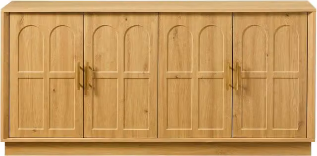 Credenza Chicfurn con ante curve e ripiani regolabili in MDF, colore beige, Larghezza: 169 cm