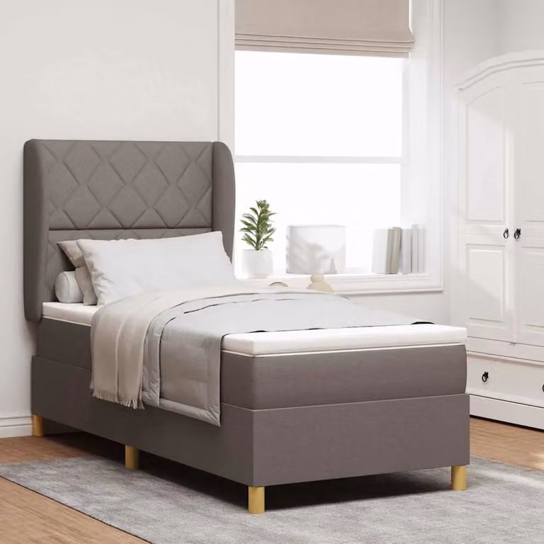Letto a molle ibrido con testiera Talpa vidaXL in tessuto beige o grigio L: 200 cm, P: 100 cm, H: 128 cm