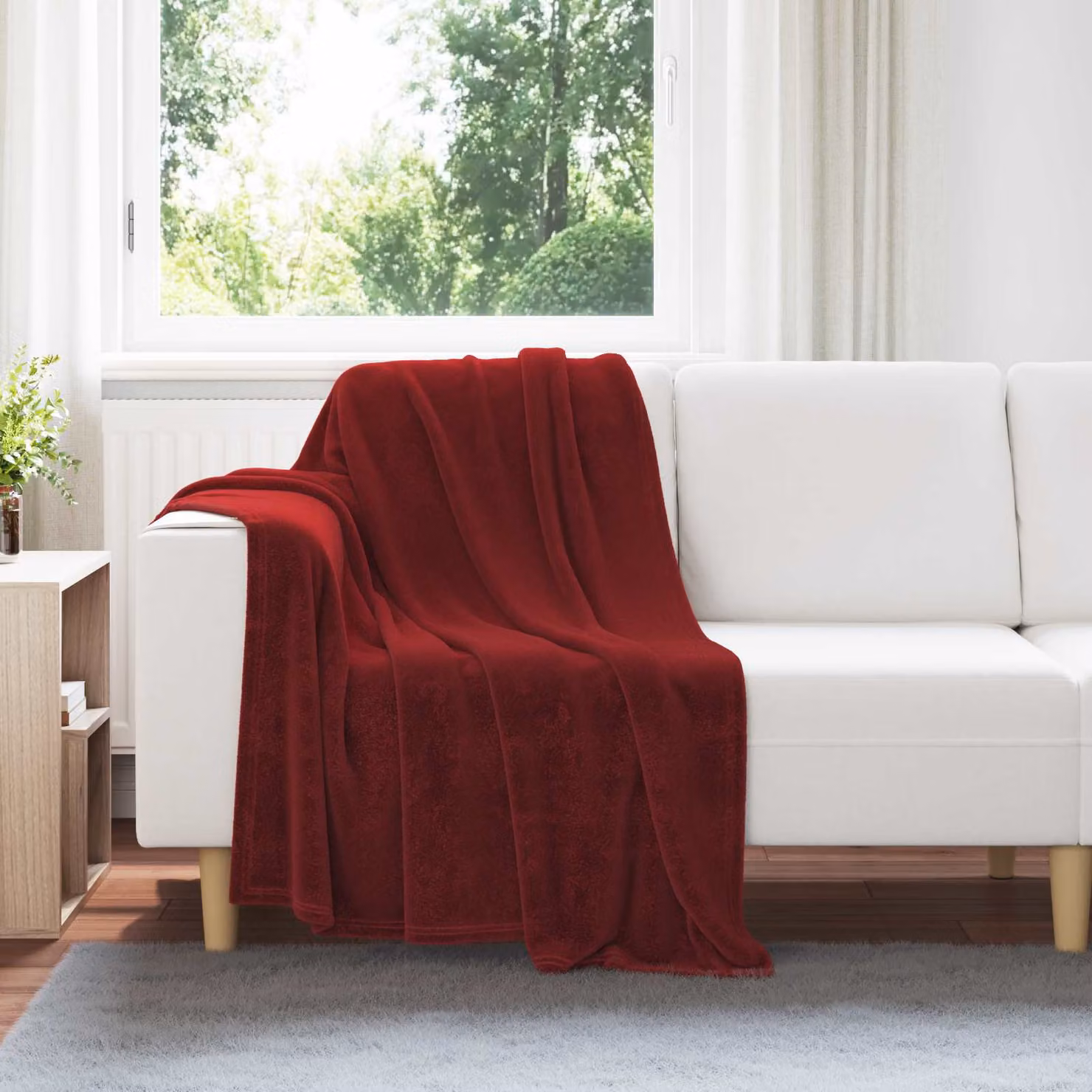 Set di 6 coperte in pile vidaXL colore rosso bordeaux, L 130 cm x P 150 cm
