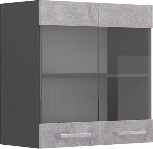 Pensile da cucina moderno Vicco R-Line con ante in vetro, colore Antracite/Grigio, L: 60 cm, H: 31 cm, P: 14,1 cm – 1