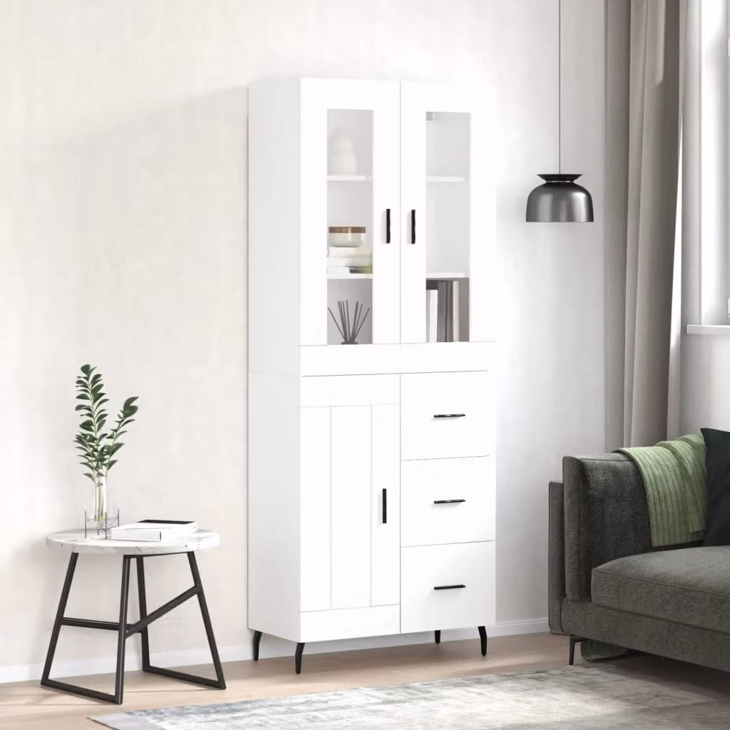 Credenza bianca vidaXL con ante a battente e ripiani interni per soggiorno o sala da pranzo L/P/H: 69,5 x 34 x 180 cm