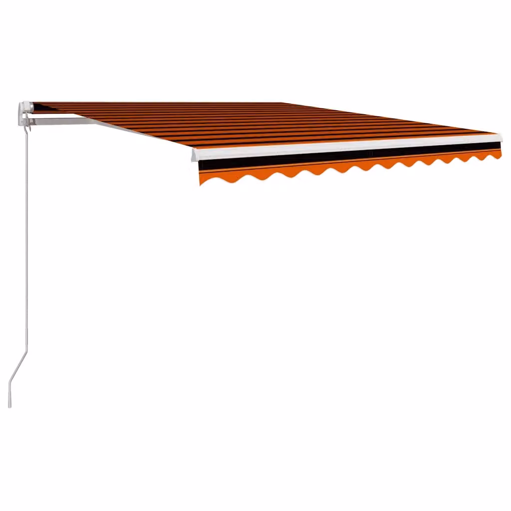 Tenda da Sole Retrattile Manuale vidaxl in Alluminio e Poliestere Arancione, Marrone e Bianco L: 350 cm, P: 250 cm – 2