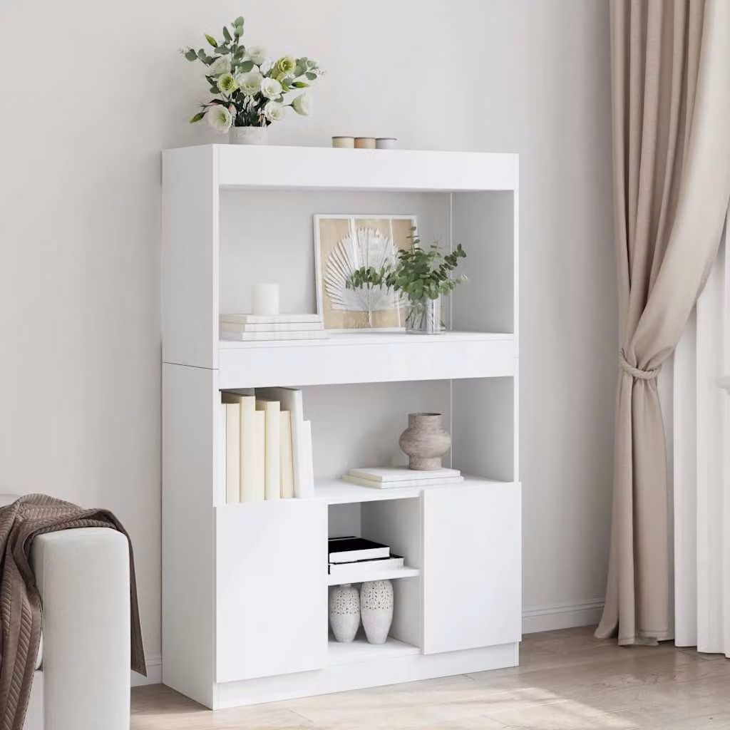 Credenza bianca vidaXL in MDF per soggiorno o ufficio L 92 cm, P 33 cm, H 140 cm