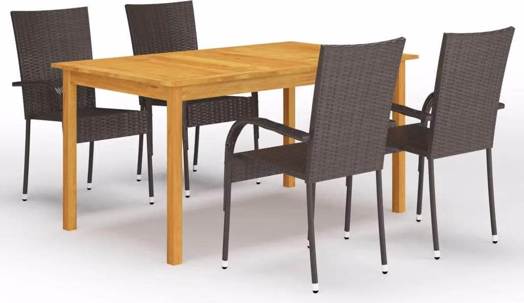 Maison Exclusive - Set da pranzo da giardino a 5 pezzi, marrone