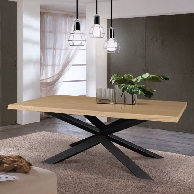 Tavolo Taranta Effezeta Italia con piano in legno rovere marrone e struttura in acciaio L: 200 cm, P: 75 cm, H: 76 cm