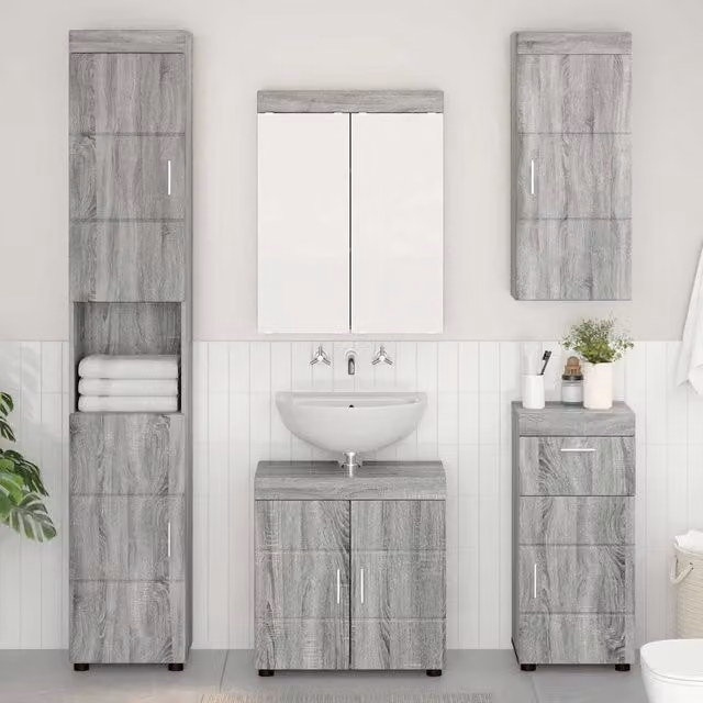 Set di mobili per il bagno TULUM 5 pz Grigio Sonoma 3398060