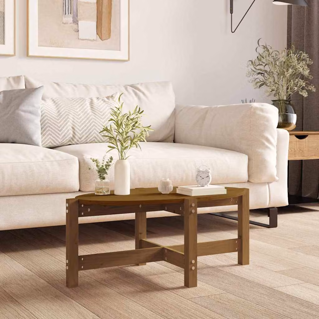 vidaXL Tavolino da Salotto in Legno di Pino Marrone L: 87 cm, P: 48 cm, H: 35 cm
