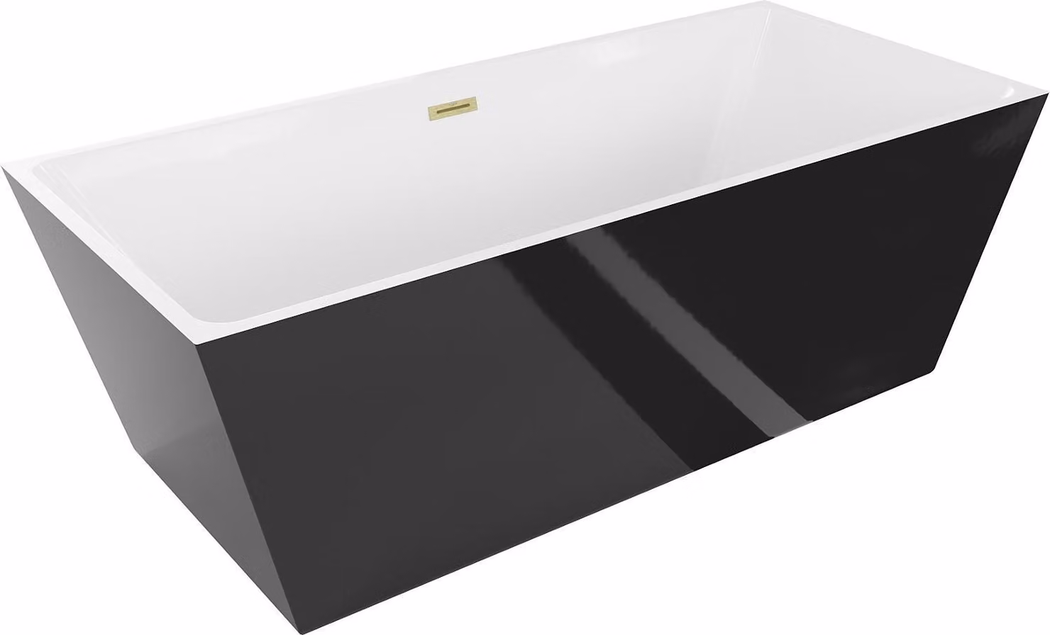 Mexen Lita vasca da bagno indipendente 170 x 75 cm, bianca/nera, troppopieno oro spazzolato - 52121707575-55