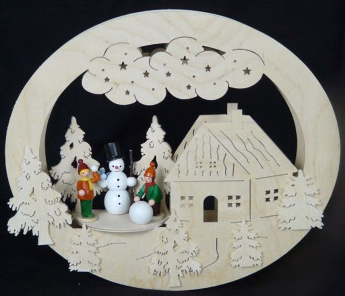 Decorazione per finestra a forma di casa di Babbo Natale, con illuminazione. Dimensioni: 32x32x4 cm. Nuova