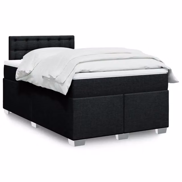 Letto Ibrido Moderno vidaXL con Materasso Nero e Struttura in Legno e Tessuto L/P: 120 x 200 cm