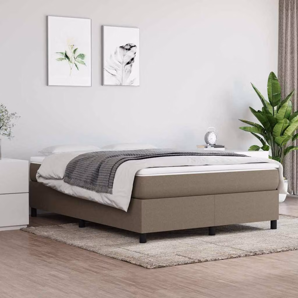 Struttura Letto a Rete a Molle vidaXL in Tessuto Tortora L: 140 cm, H: 35 cm, P: 200 cm – 1