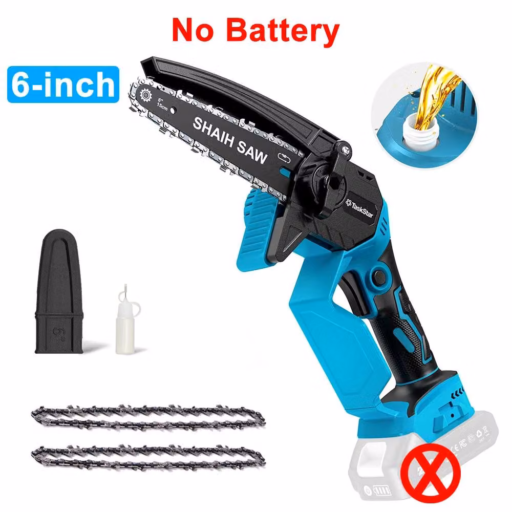 Mini motosega - 15 cm - 21 V - Motore brushless - 700 W - Lubrificazione automatica - Senza batteria