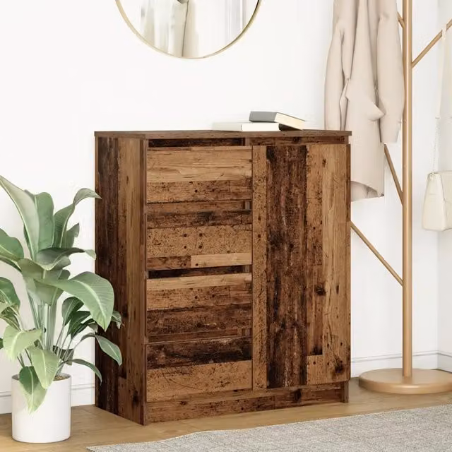 Credenza con Cassetti-Buffet-Armadio da cucina Legno Antico 71x35x84 cm in Truciolato