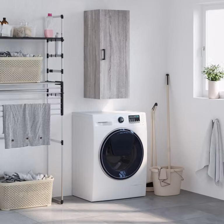 Mobile a parete vidaXL moderno in legno MDF Grigio Sonoma L: 34,5 cm, P: 34 cm, H: 90 cm