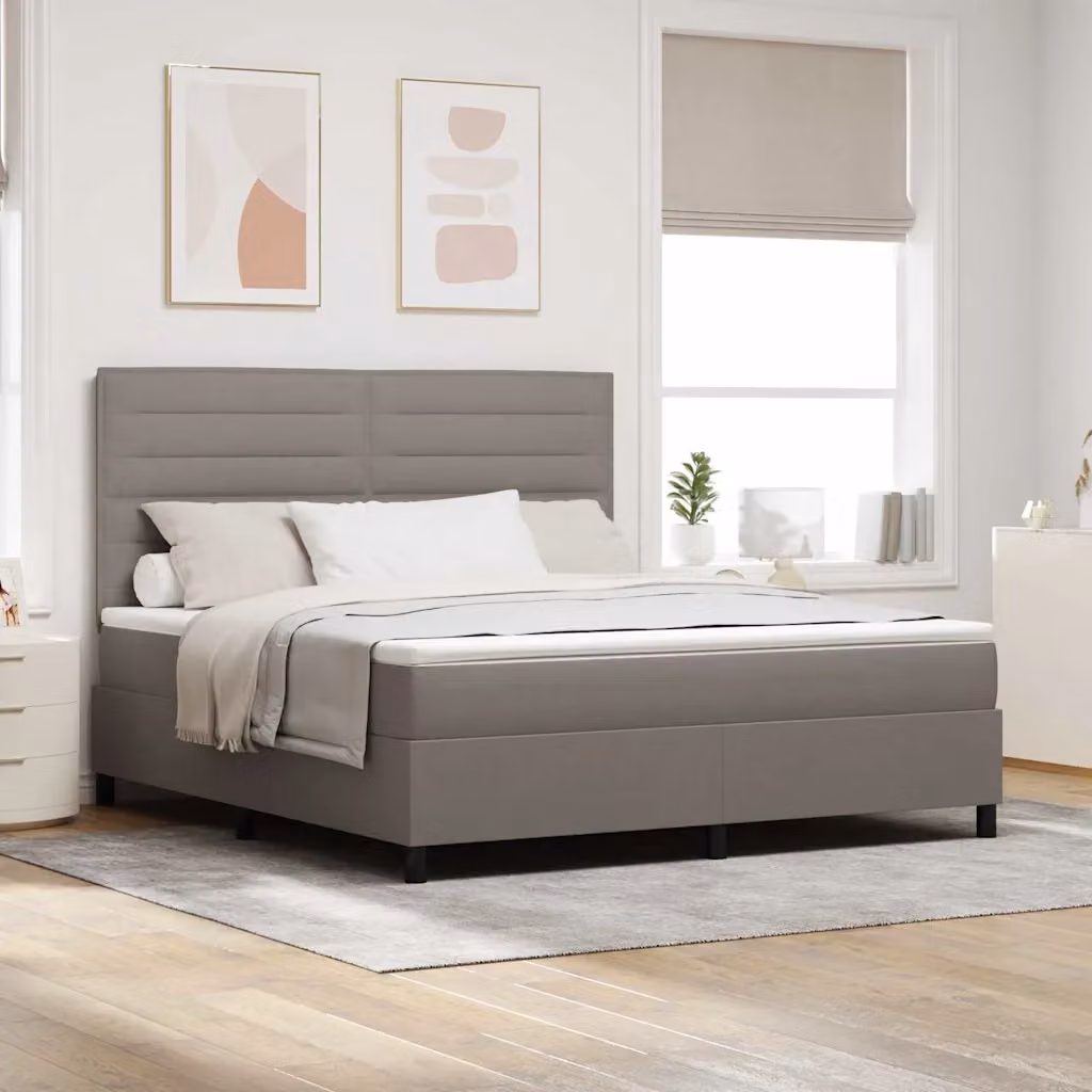 Letto a molle vidaXL con strisce LED e porte USB, rivestimento in tessuto, L/P/H: 200 x 180 x 183 cm