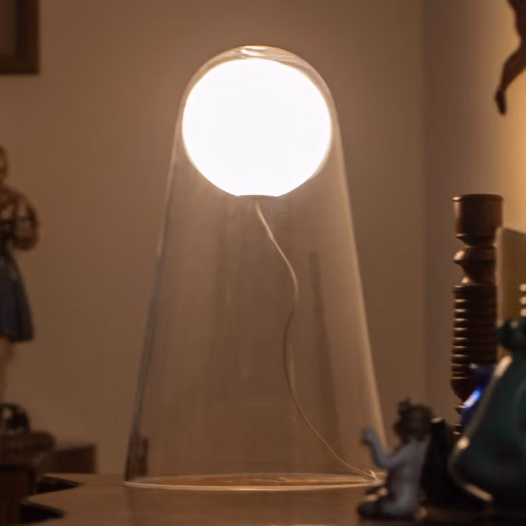 Foscarini Lampada da tavolo di design Satellight, dimmerabile, Chiaro / Trasparente, Soggiorno / Sala da pranzo, Vetro, Design, Lampada da tavolo