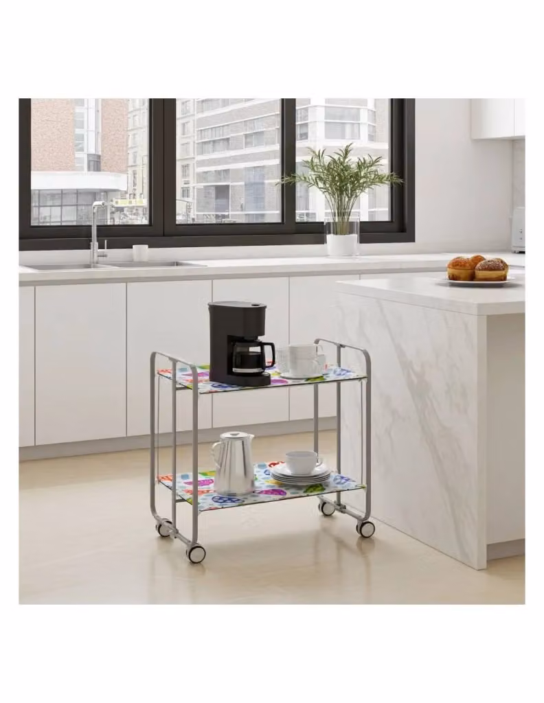 Carrello da cucina pieghevole Don Hierro grigio con 2 ripiani e ruote L 72,0 cm x P 43,0 cm x H 66,0 cm