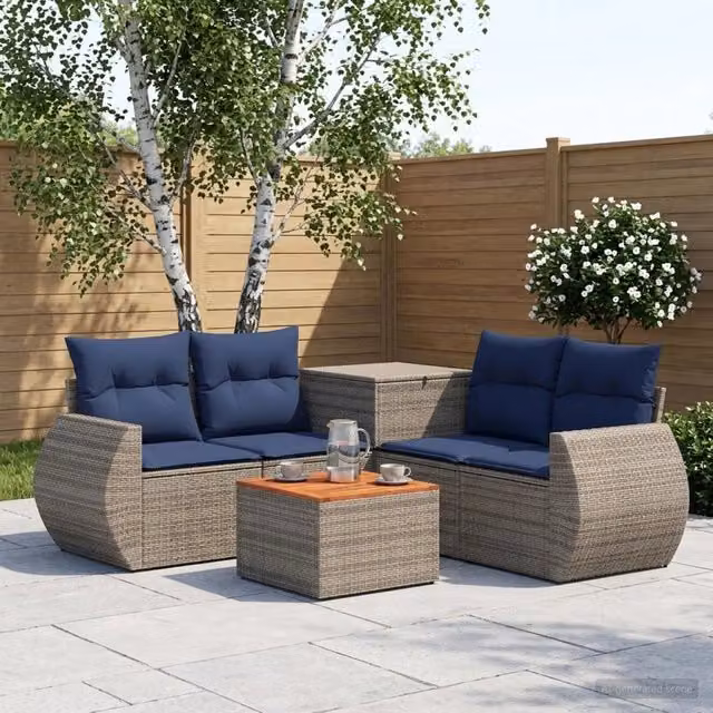 Set di divani 6 pz Grigio e Blu Navy 55 x 55 x 37 cm 3447517
