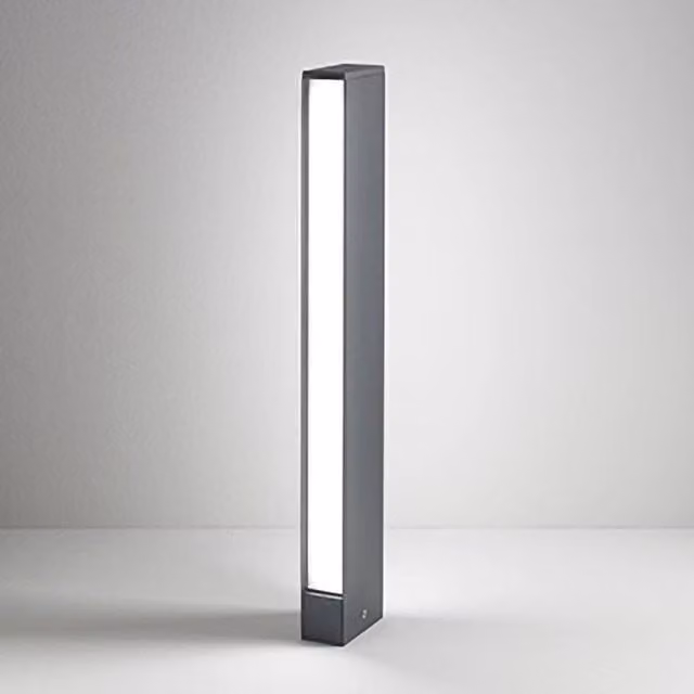Slat Zafferano Paletto Luminoso a LED per Esterni, Struttura in Alluminio e Plastica Grigio Scuro, 14W, 3000K, IP54, Altezza: 60.5 cm