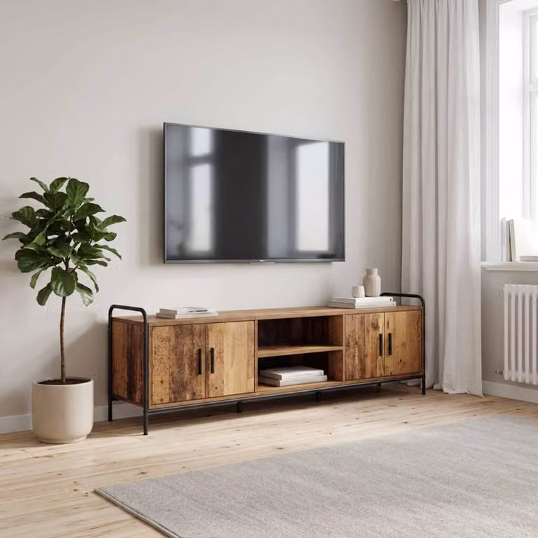 Mobile TV vidaXL in legno e metallo marrone, stile moderno, L 167,5 x P 33 x H 50 cm