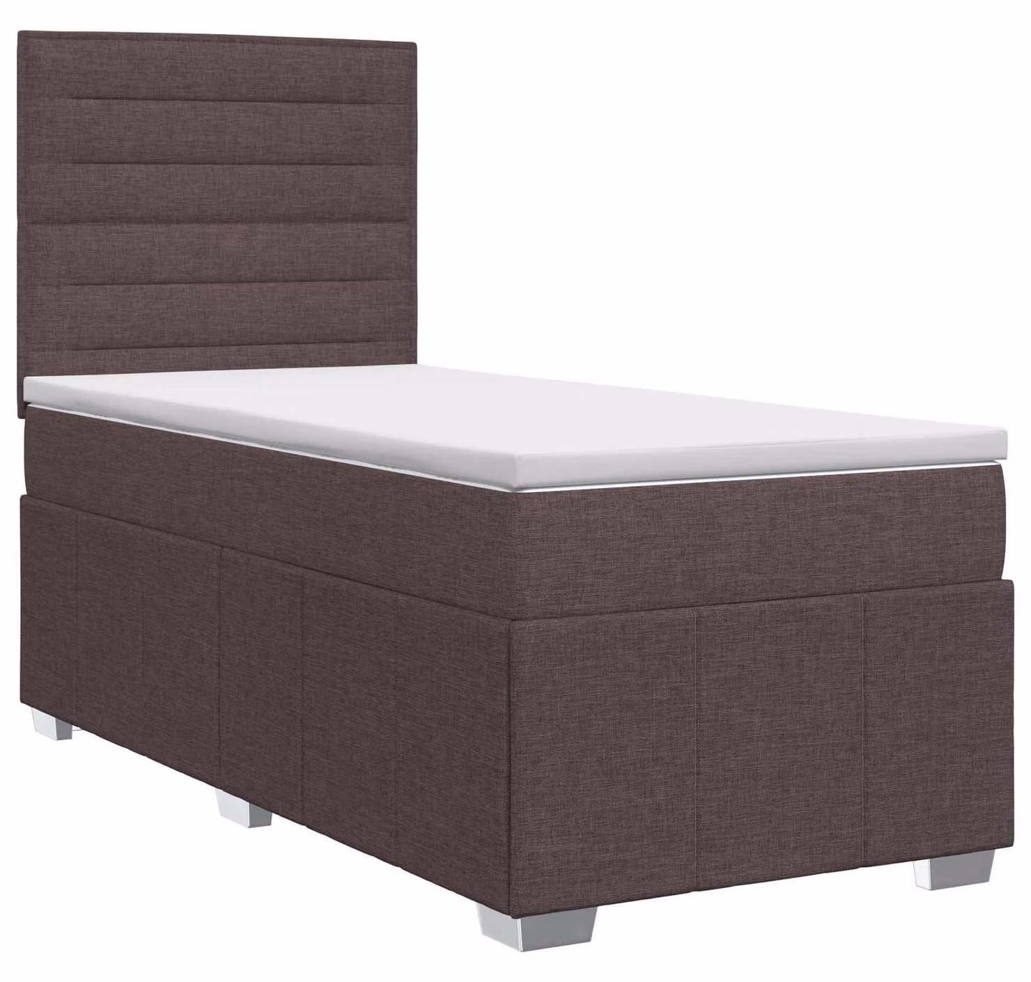 Letto a molle con materasso marrone scuro 100 x 200 cm in tessuto