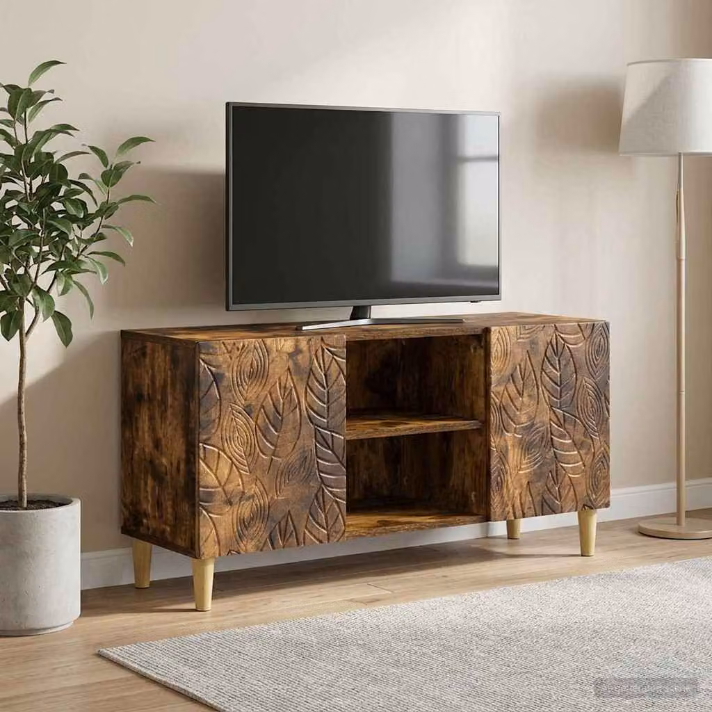 Mobile TV vidaXL Rovere Fumo in Legno Ingegnerizzato, L 102 x P 34,5 x H 50 cm