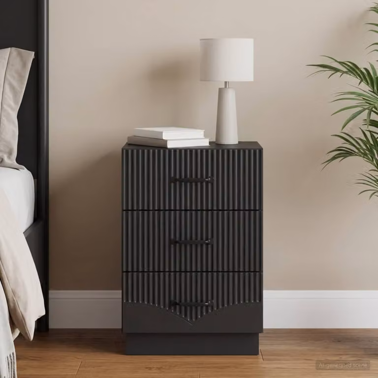 Armadio da notte moderno vidaXL in legno ingegnerizzato nero L 43 cm x P 41 cm x H 63,5 cm