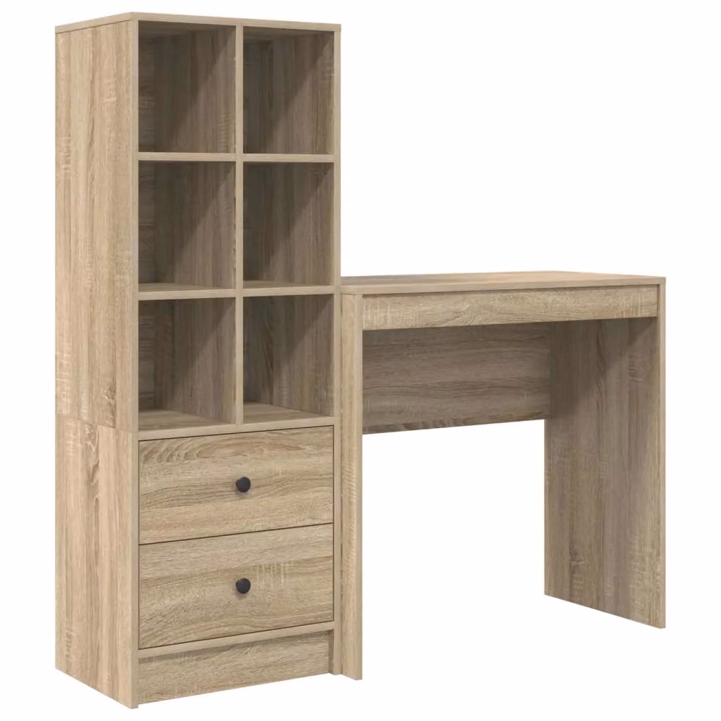 Scrivania moderna con scaffale vidaXL in rovere color marrone, L: 125,5 cm, P: 40 cm, H: 127 cm – 2