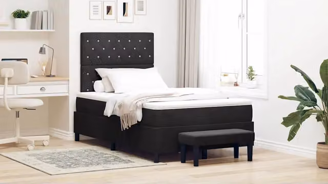 Letto moderno con testiera in velluto nero vidaXL L/P/H: 200 x 120 x 33 cm – 1
