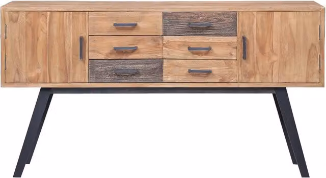 Madia in legno massello di teak marrone stile rustico vidaXL L/P/H: 110 x 30 x 75 cm – 1