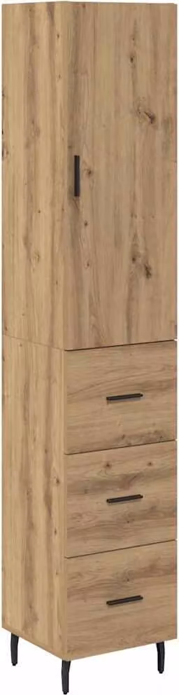 Credenza con cassetto Rovere artigianale 34,5 x 34 x 180 cm