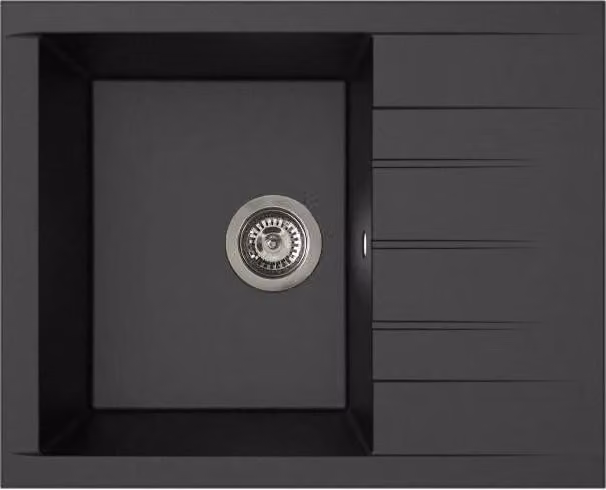 Lavello in resina SMC nero glitterato, da incasso, 62 x 50 cm, Stradour Cube 1C XS, lavello da cucina