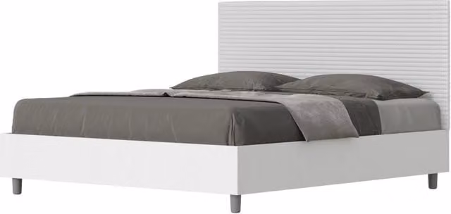 Letto Matrimoniale 160x200 cm struttura bianco frassino testata Level - Bianco,Similpelle,Contenitore