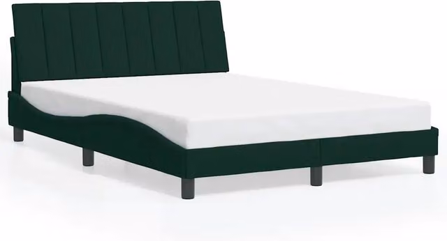 Letto matrimoniale | Letto per adulti | Giroletto senza Materasso Hanko Verde Scuro 140x200 cm in Velluto