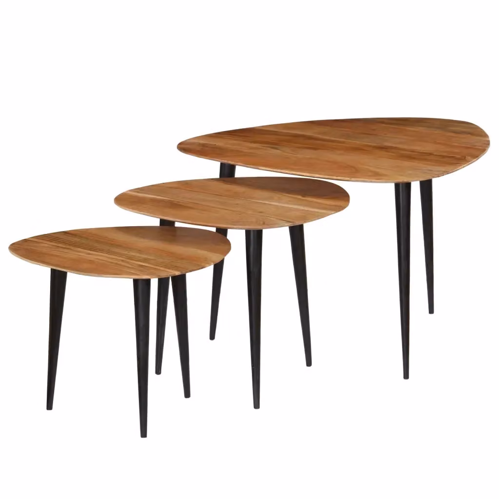 Set di 3 tavolini da salotto rotondi vidaXL in legno di acacia color marrone antico – 2