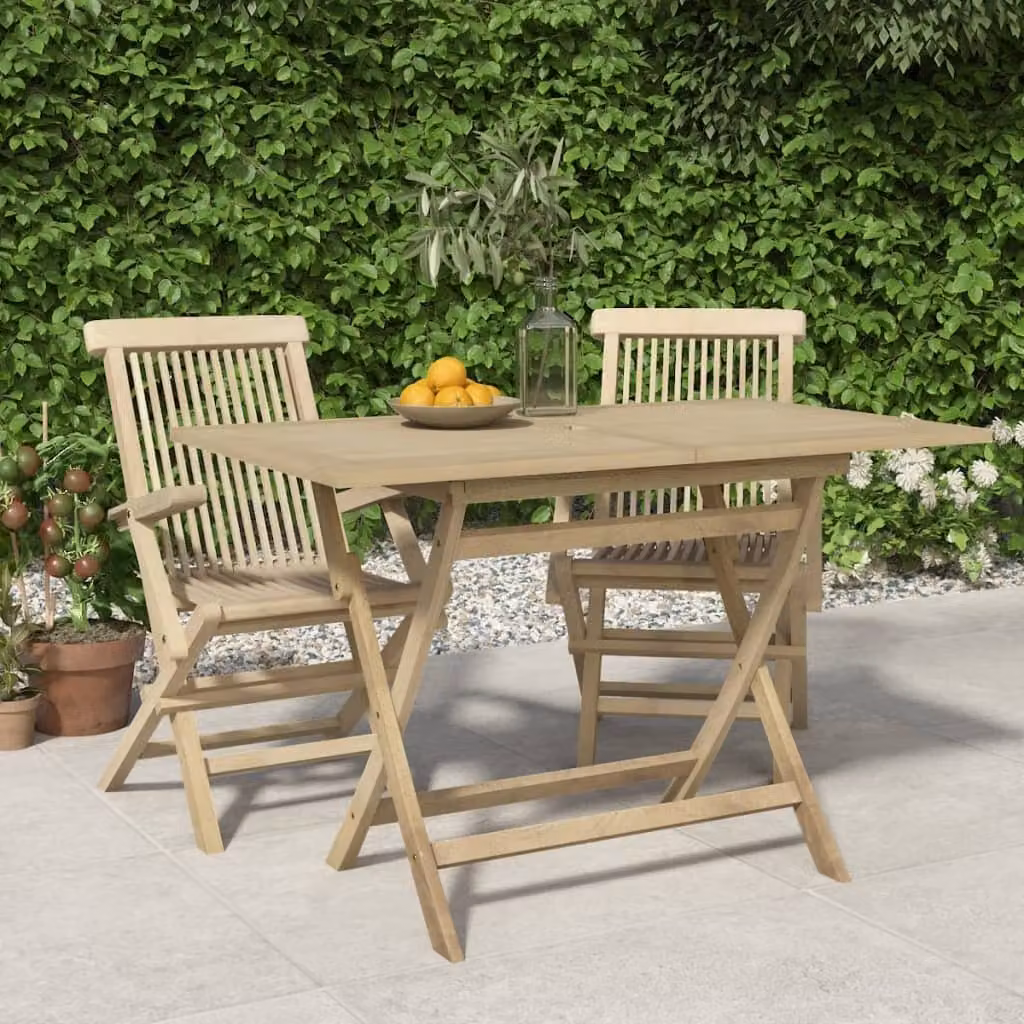 Maison Exclusive - Tavolo da giardino pieghevole, grigio, 120x70x75 cm, in legno massello di teak