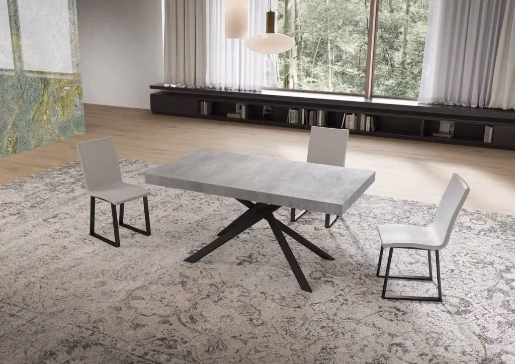 Tavolo Allungabile Moderno GIORDANOSHOP Niket in Cemento Grigio con Gambe Antracite L/P/H: 160-420 x 90 x 74 cm – 2