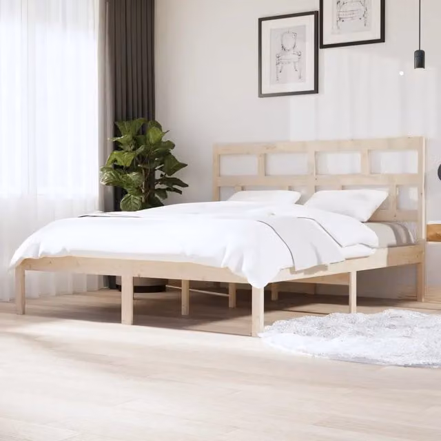 Giroletto vidaXL in legno massello di pino bianco, stile rustico, L/P/H: 160 x 200 x 205,5 cm