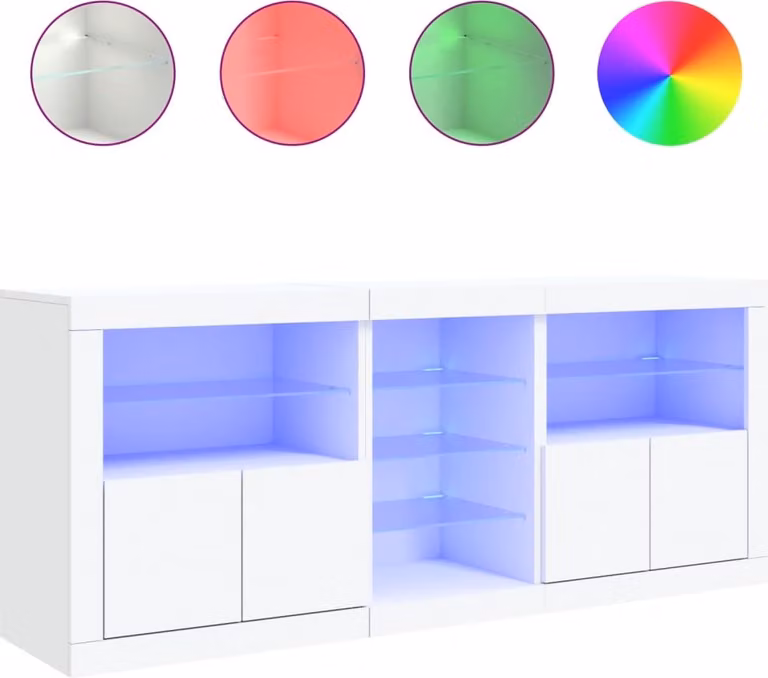Credenza con Luci LED Bianca 162x37x67 cm