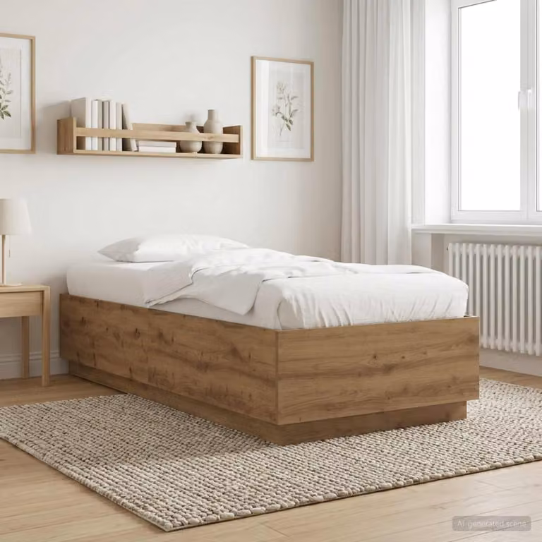 Struttura del letto moderna vidaXL in legno color rovere con doghe piatte L: 200 cm, P: 80 cm, H: 83 cm
