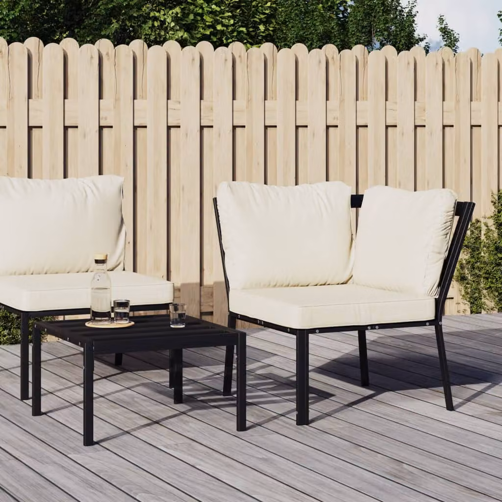 Sedia da giardino vidaXL con cuscini color sabbia in acciaio verniciato a polvere L: 76 cm, P: 76 cm, H: 79 cm