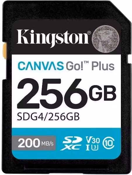 Kingston technology canvas go! plus 256gb sdxc canvas go plus gen4 200mb/s c10 uhs-i u3 v30 - SDG4/256GB