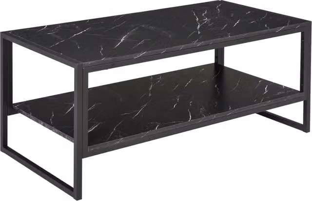 Tavolino da caffè XYLO moderno con 2 ripiani in metallo nero L: 106 cm, P: 50 cm, H: 47 cm – 1