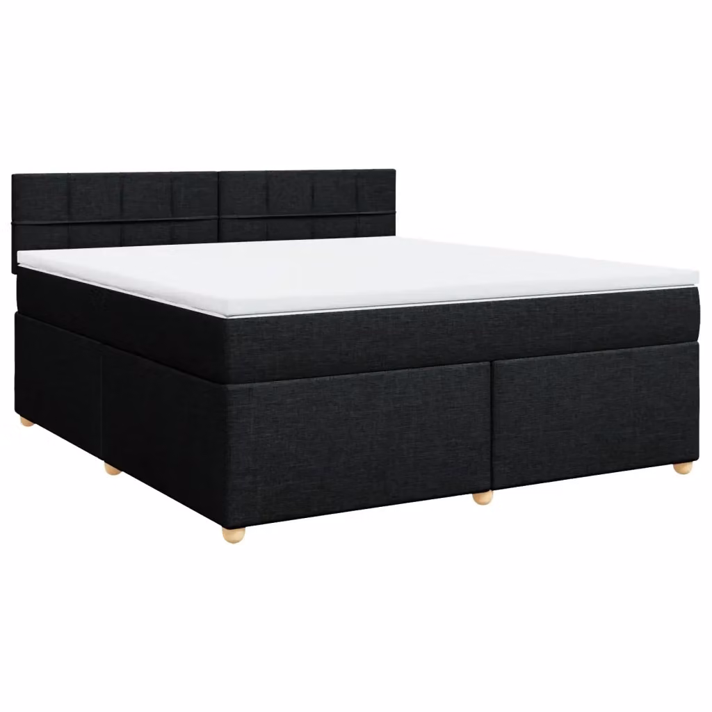 Letto Ibrido vidaXL con Giroletto a Molle e Materasso in Tessuto Nero e Bianco L/P: 180 x 200 cm – 2