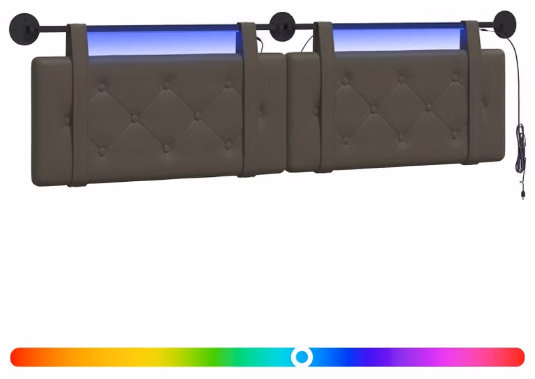 Testiera sospesa Con luce LED Grigio Pelle finta