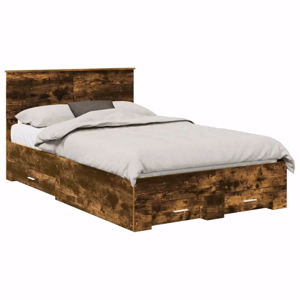 Struttura letto moderno vidaXL in legno color rovere con cassetti L/P/H: 120 x 200 x 90 cm – 2