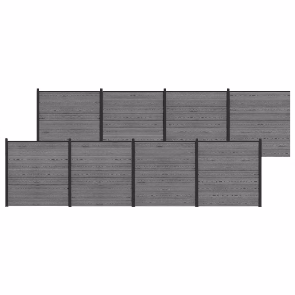 Set di recinzione vidaXL in WPC e alluminio grigio, L: 1391 cm, H: 186 cm – 2