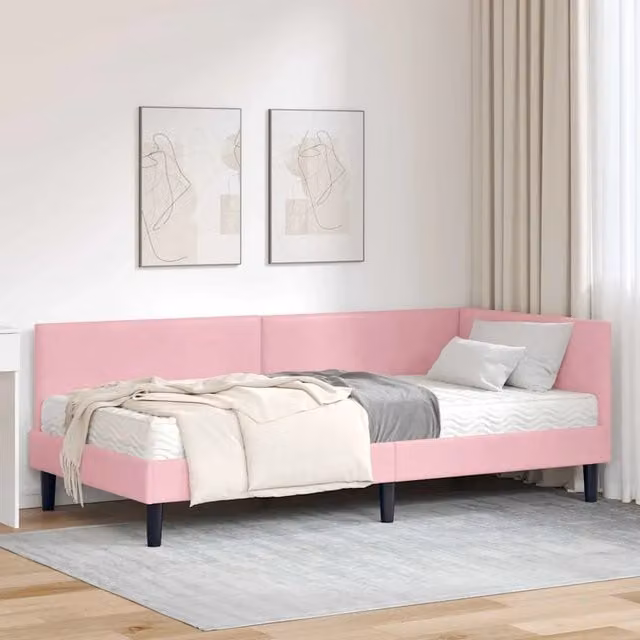 Struttura Letto Angolare con Materasso 2 pz-Giroletto con materasso Grigio Velluto 200255