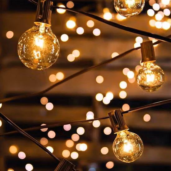 Ghirlanda luminosa da esterno G45 da 12 m, 30+3 lampadine, IP65, impermeabile, luce bianca calda