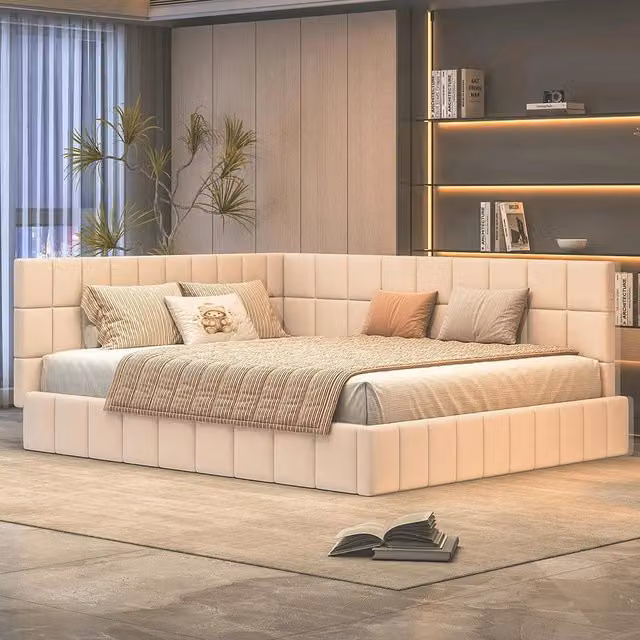 Divano letto - Xylo - 160x200 cm velluto morbido beige